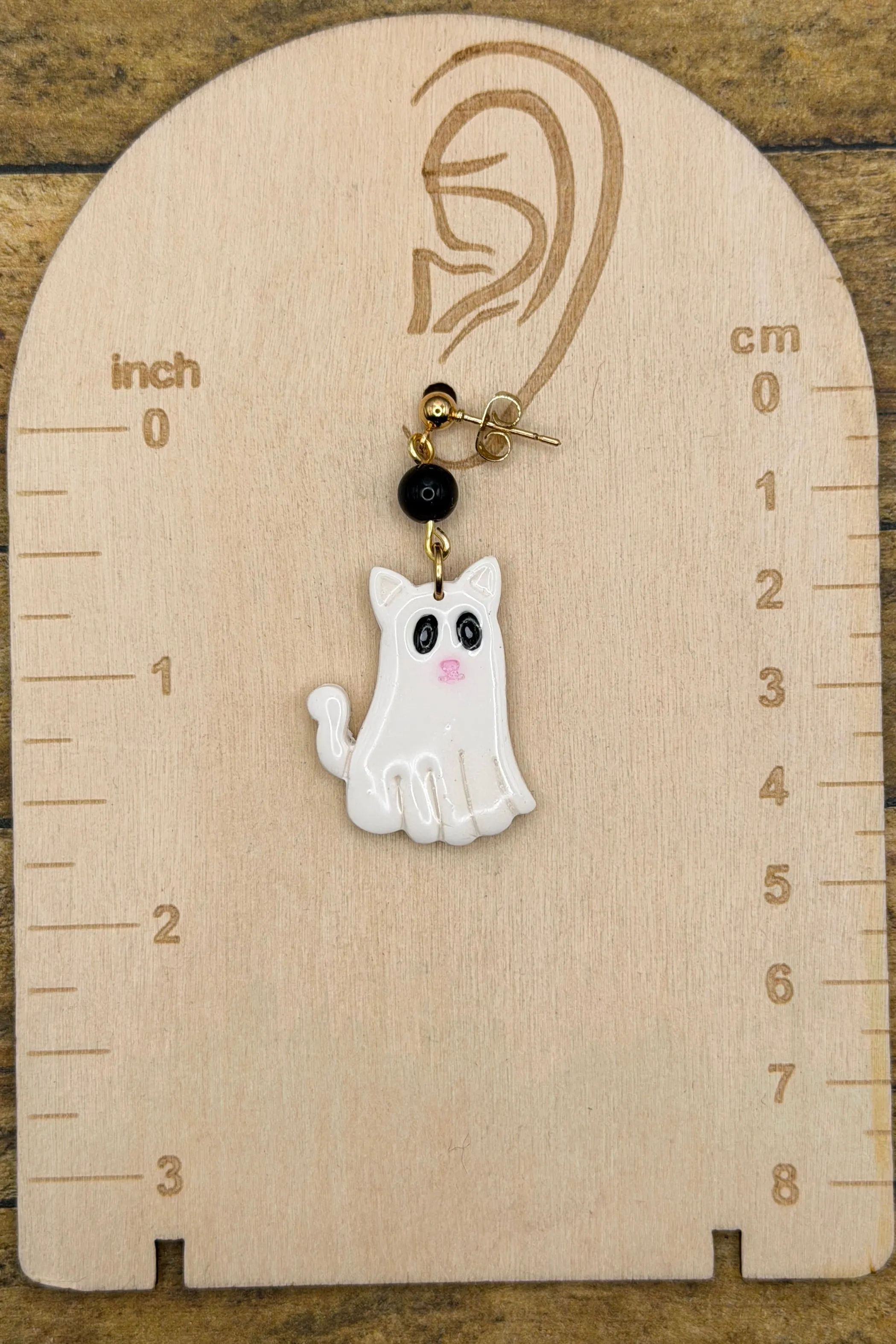 Salem - Ghostly Cat and Dog Earrings: Handmade, Hand Painted, Polymer Clay sold by Modcloth product image thumbnail 2