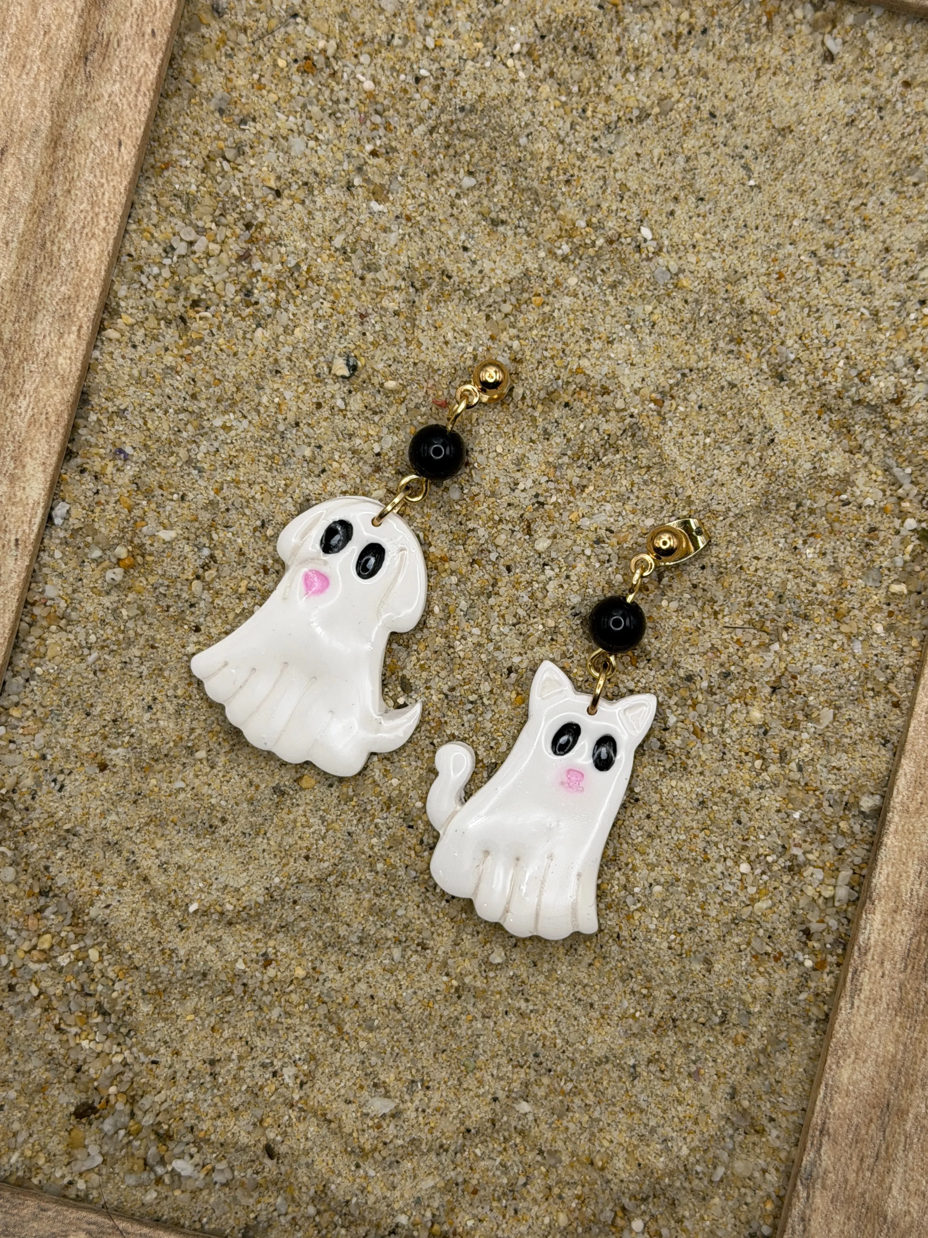 Salem - Ghostly Cat and Dog Earrings: Handmade, Hand Painted, Polymer Clay sold by Modcloth product image thumbnail 3