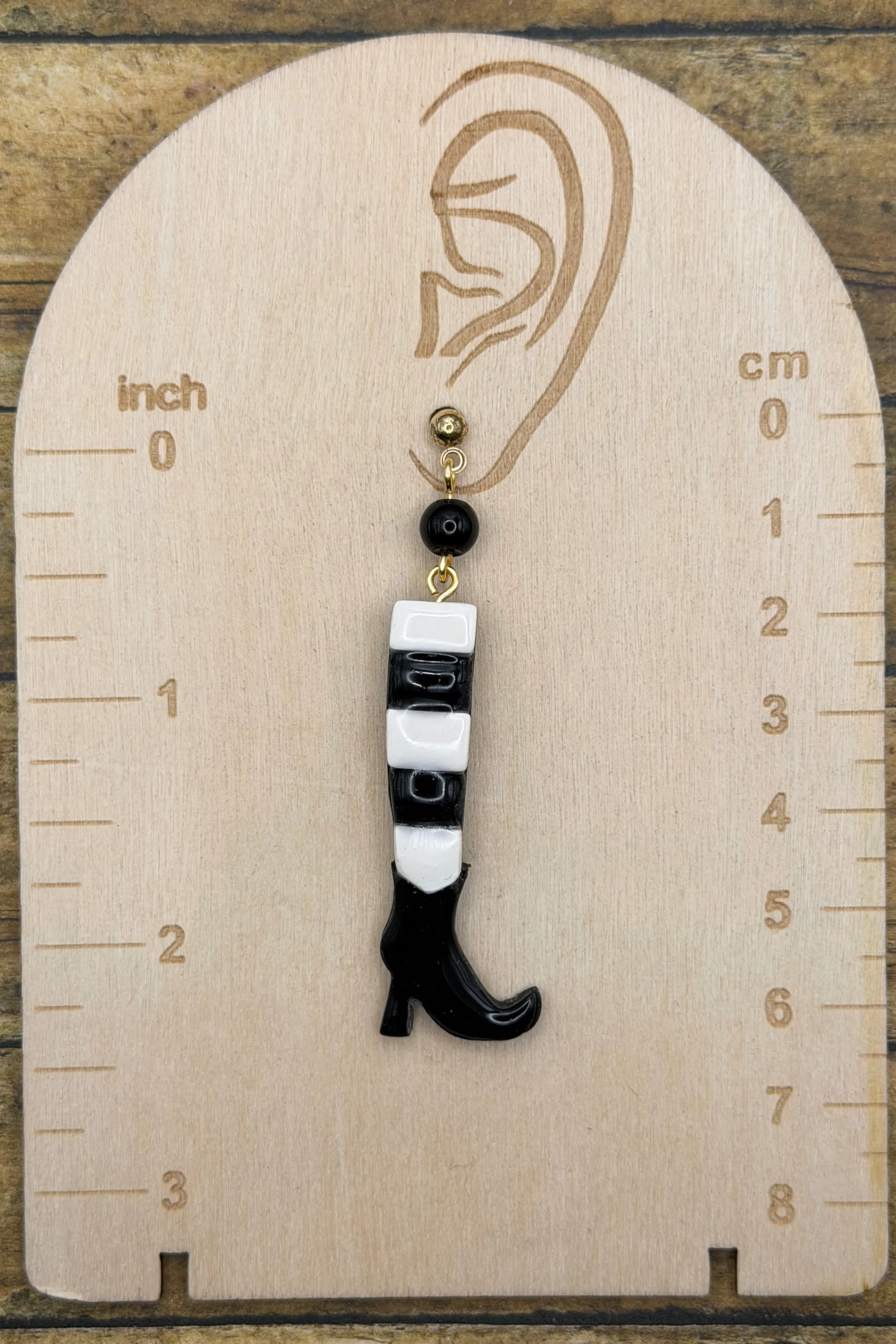Salem - Witch Stockings Dangle Earrings: Handmade, Hand Painted, Polymer Clay sold by Modcloth product image thumbnail 2