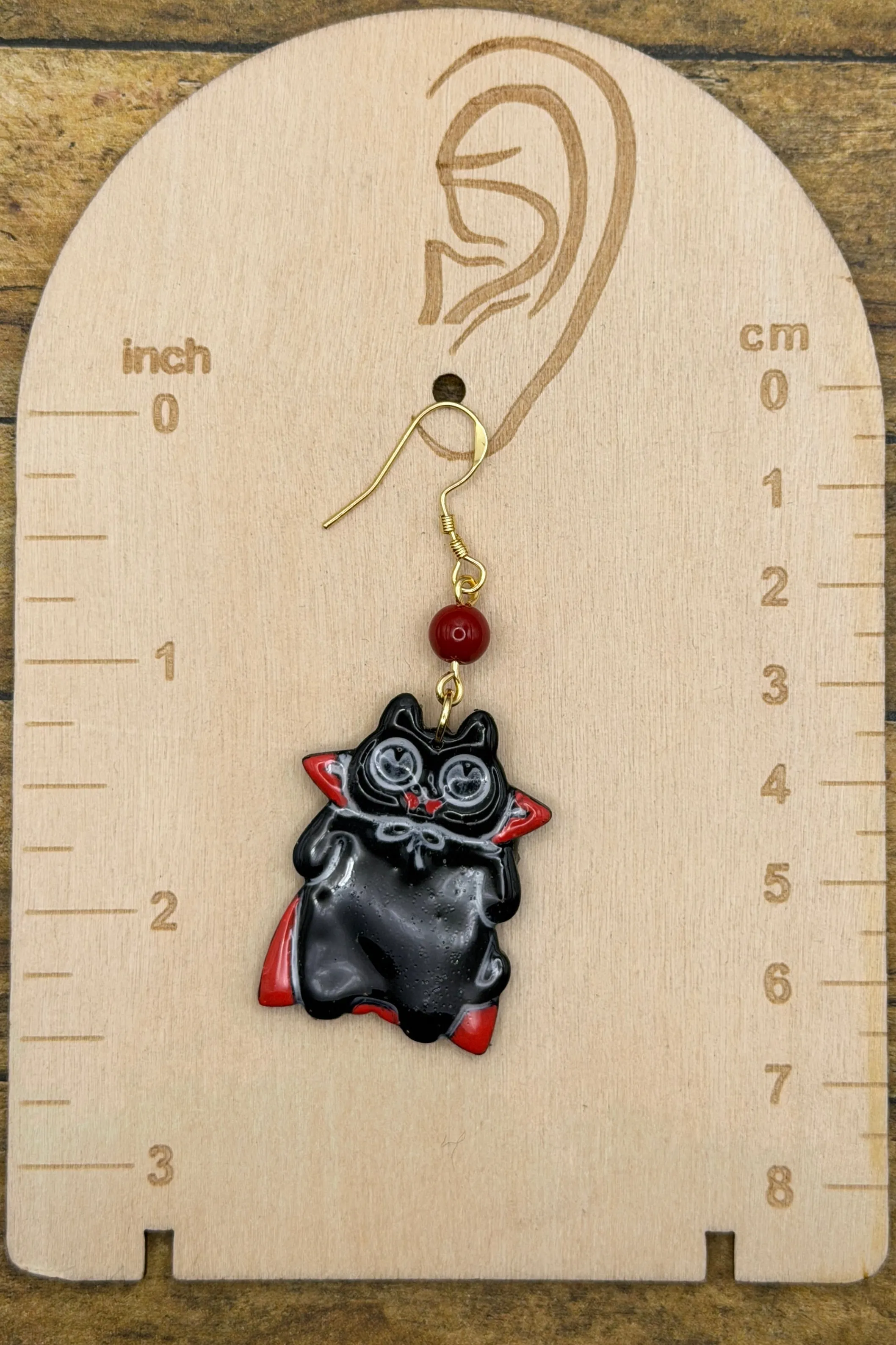 Cat Lover - Vampire Kitty Earrings: Handmade, Hand-Painted Polymer Clay sold by Modcloth product image thumbnail 2