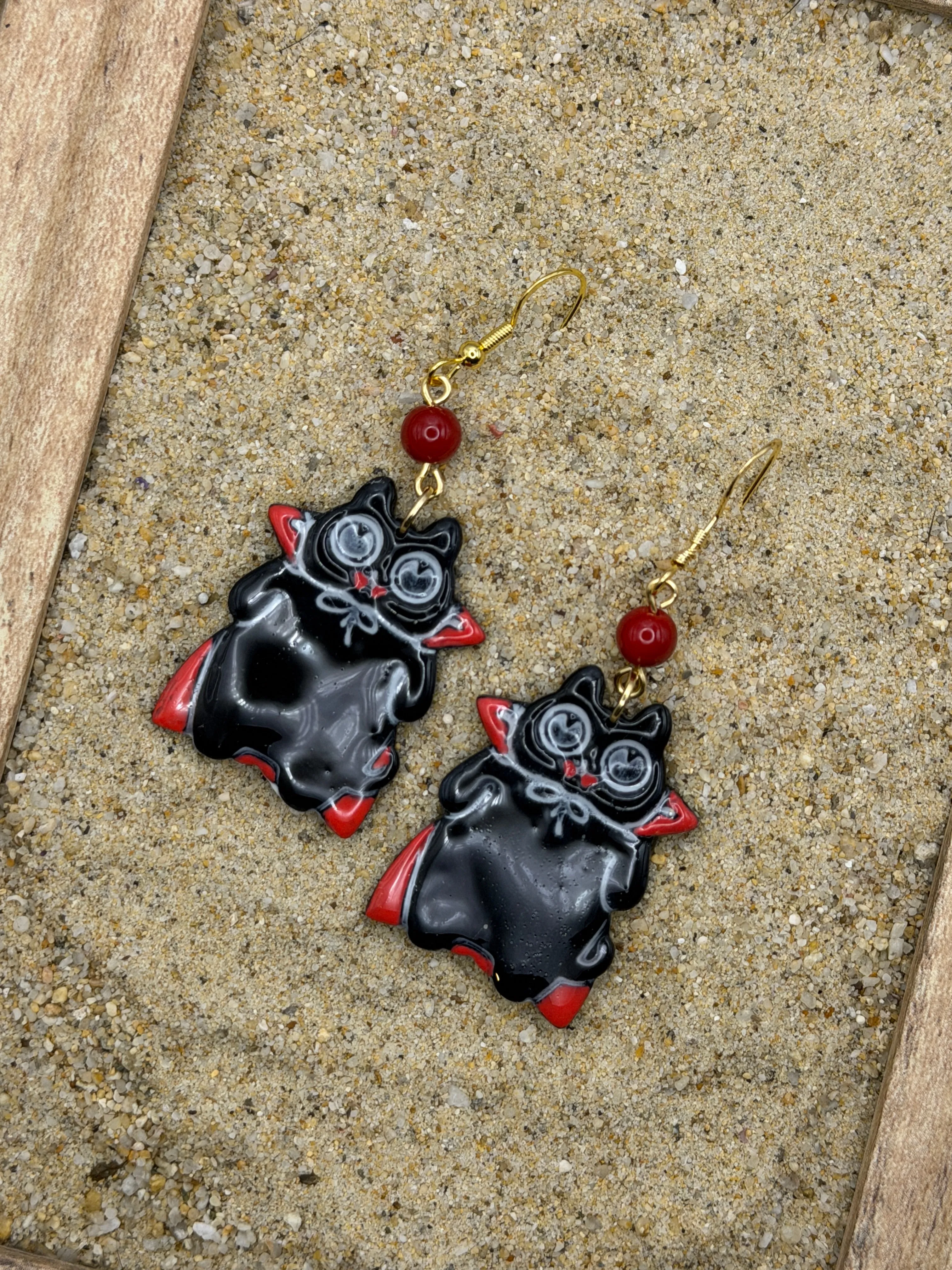 Cat Lover - Vampire Kitty Earrings: Handmade, Hand-Painted Polymer Clay sold by Modcloth product image thumbnail 3