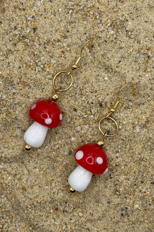 Magical Forest - Groovy Glass Mushroom Earrings: Handmade made by Modcloth