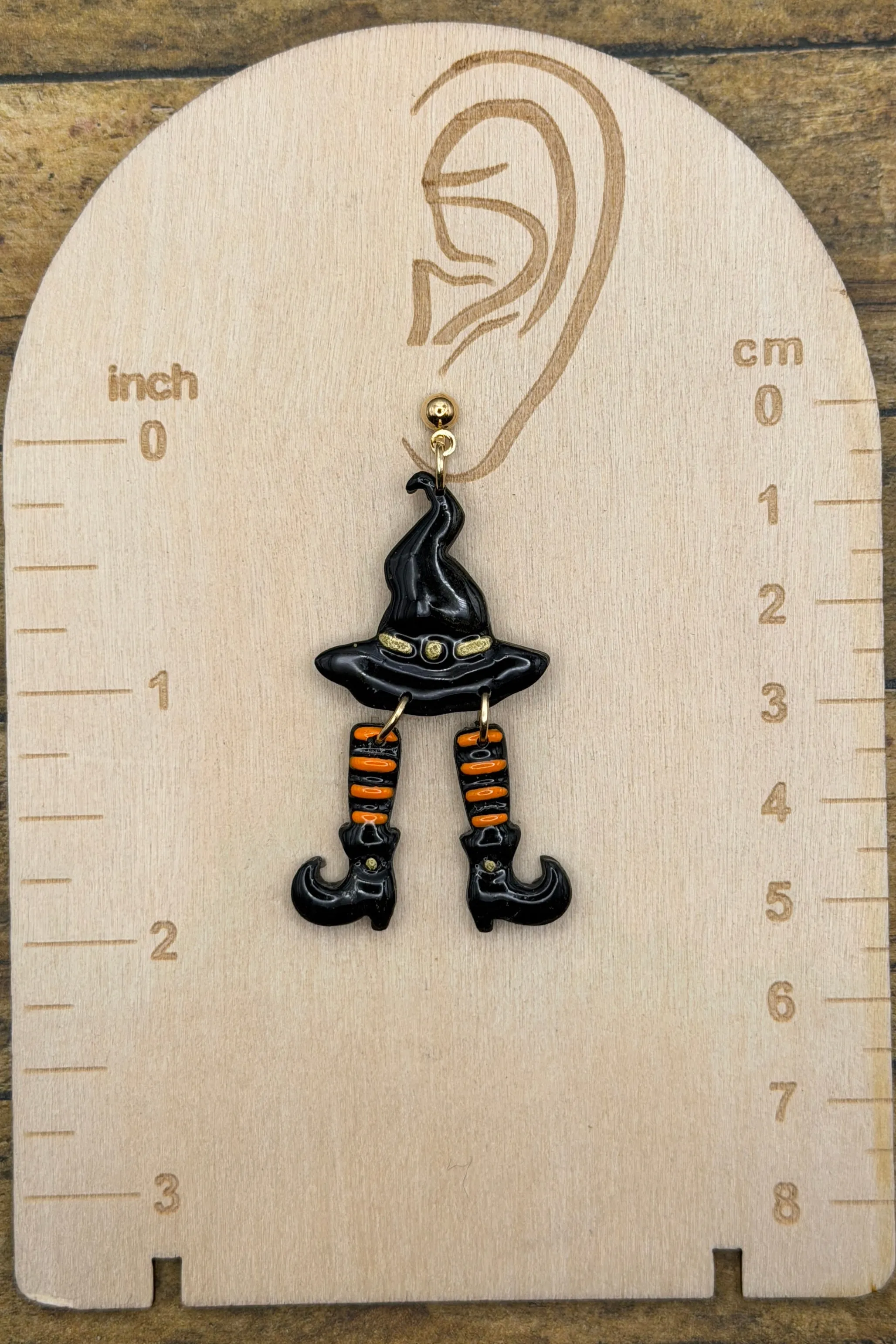 Salem - Witch Hat with Stocking Legs Dangle Earrings: Handmade, Hand Painted, Polymer Clay sold by Modcloth product image thumbnail 2