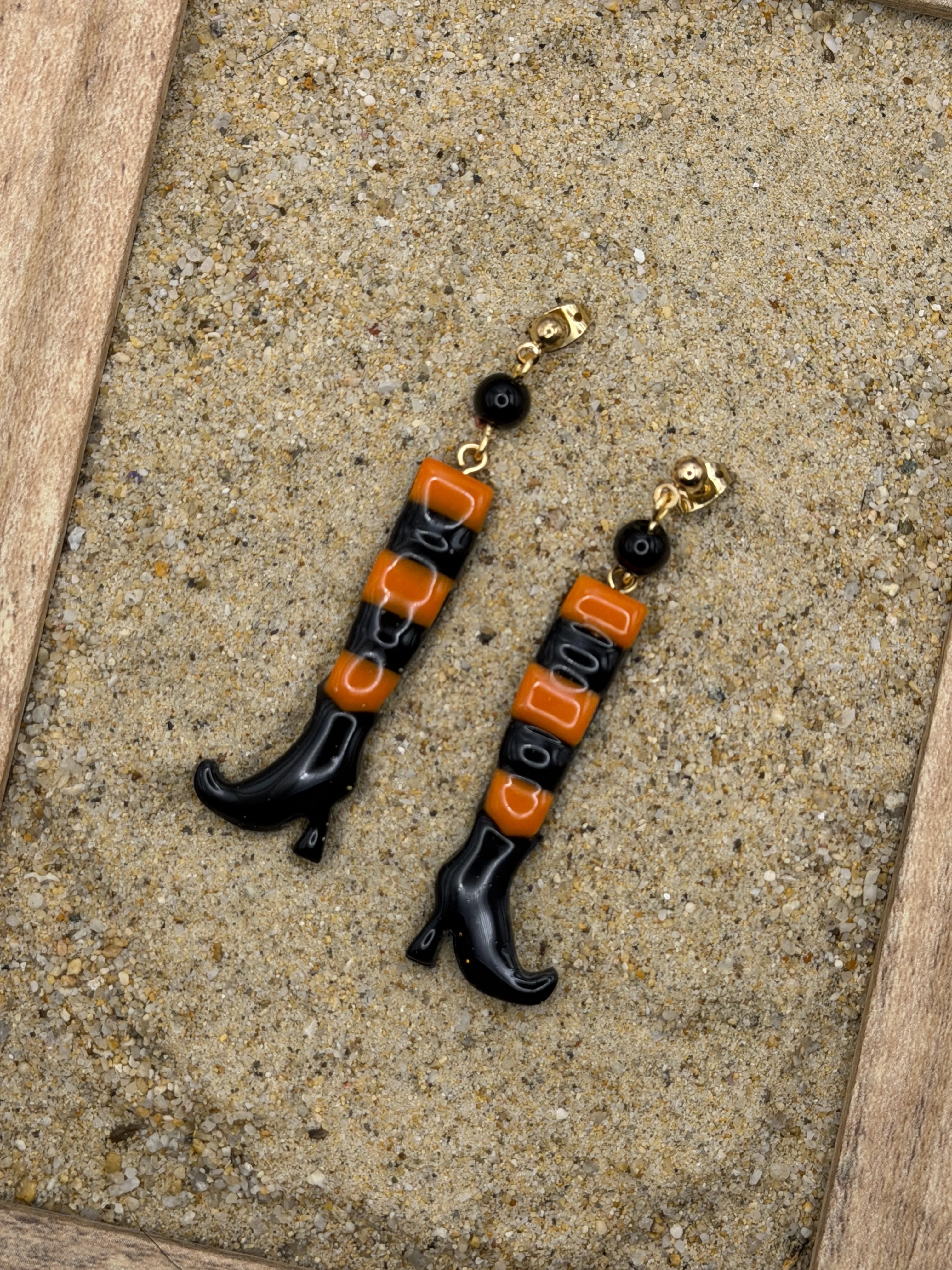 Salem - Witch Stockings Dangle Earrings: Handmade, Hand Painted, Polymer Clay sold by Modcloth product image thumbnail 3