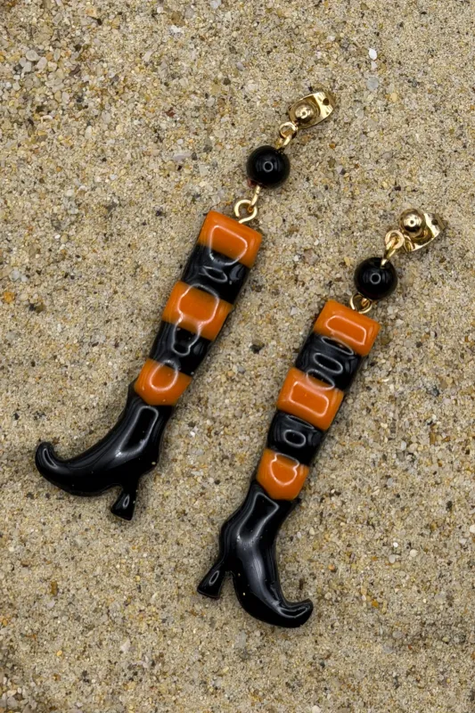 Salem - Witch Stockings Dangle Earrings: Handmade, Hand Painted, Polymer Clay made by Modcloth