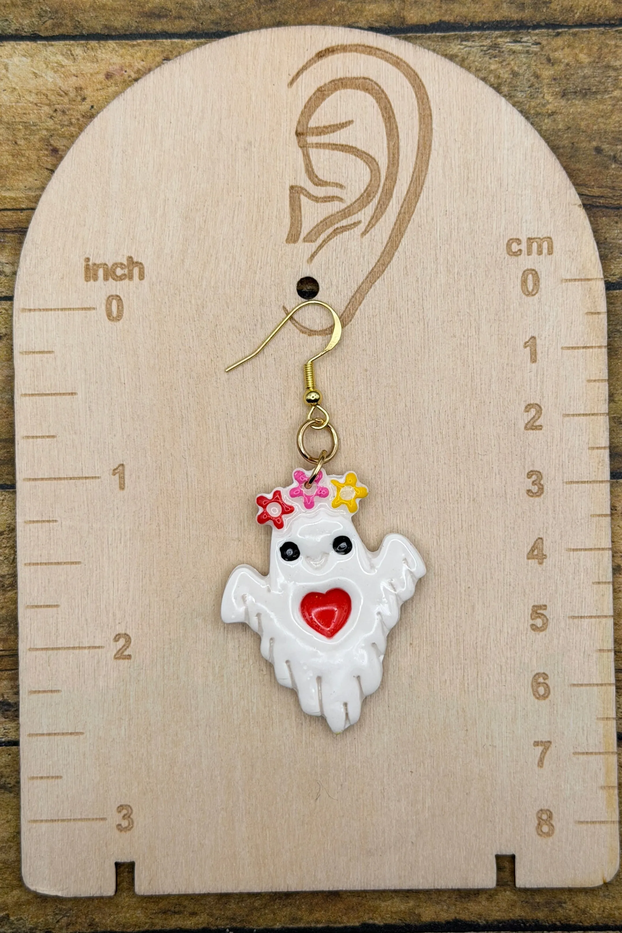 Salem - Ghost with Flower Crown Earrings: Handmade, Hand Painted, Polymer Clay sold by Modcloth product image thumbnail 2