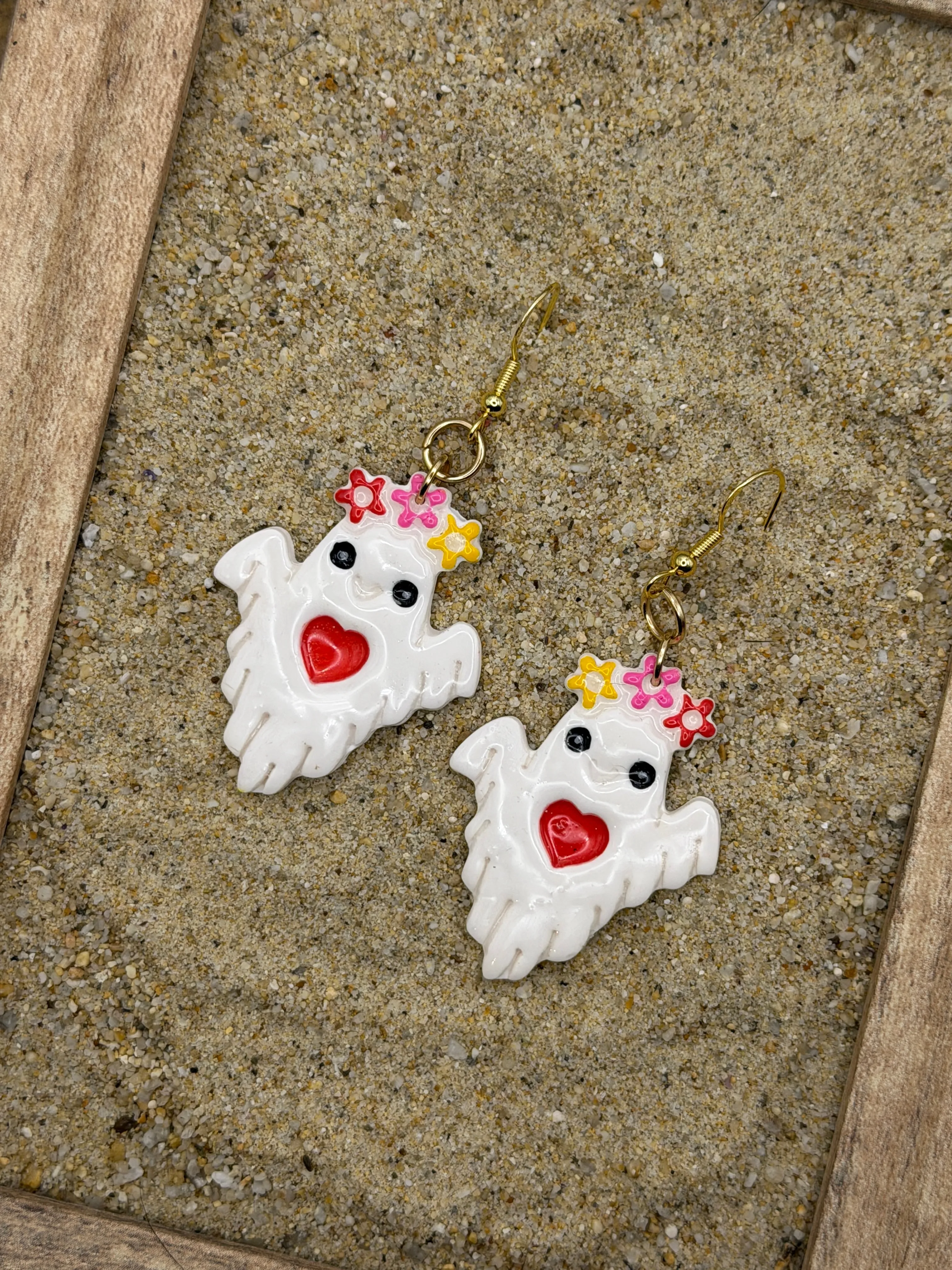Salem - Ghost with Flower Crown Earrings: Handmade, Hand Painted, Polymer Clay sold by Modcloth product image thumbnail 3