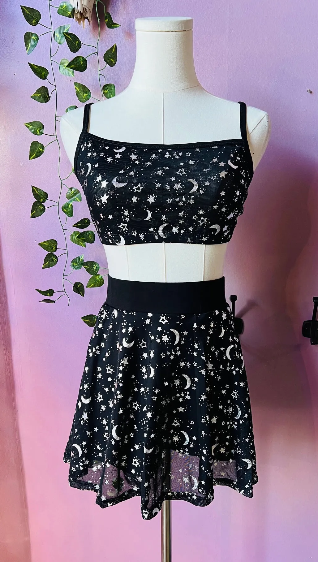 The Morbid Mini Skort - MOON & STARS - Metallic Skirt with Built In Shorts sold by Modcloth product image thumbnail 2