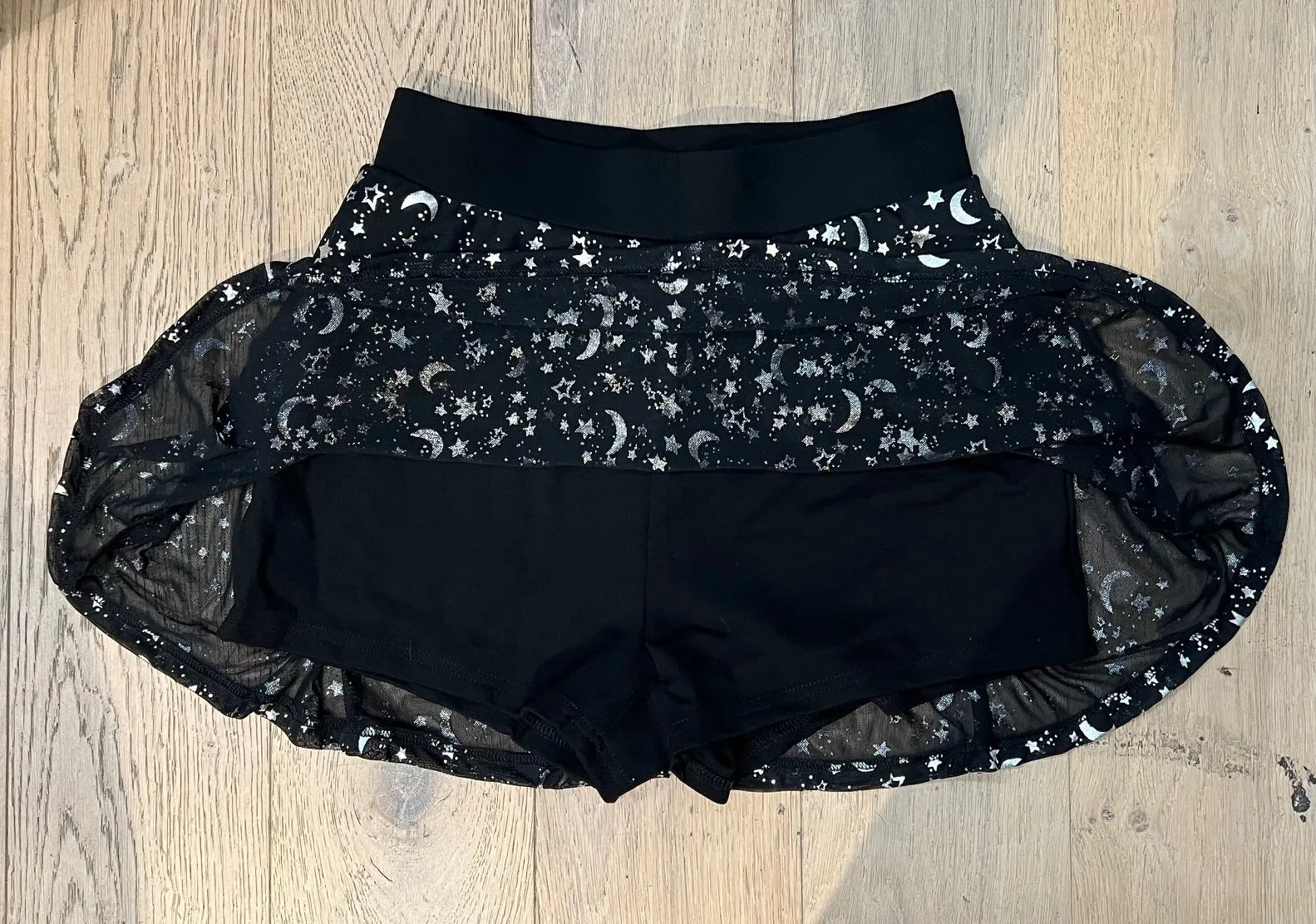 The Morbid Mini Skort - MOON & STARS - Metallic Skirt with Built In Shorts sold by Modcloth product image thumbnail 3
