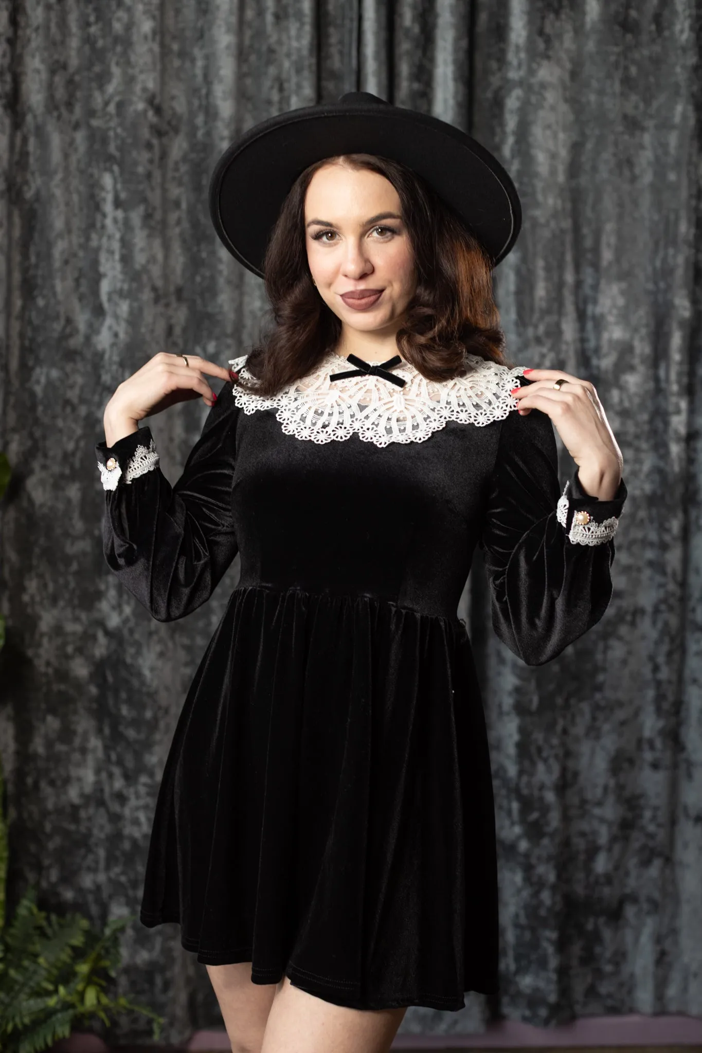 ELORA - Velvet Mini Dress with Collar sold by Modcloth product image thumbnail 3