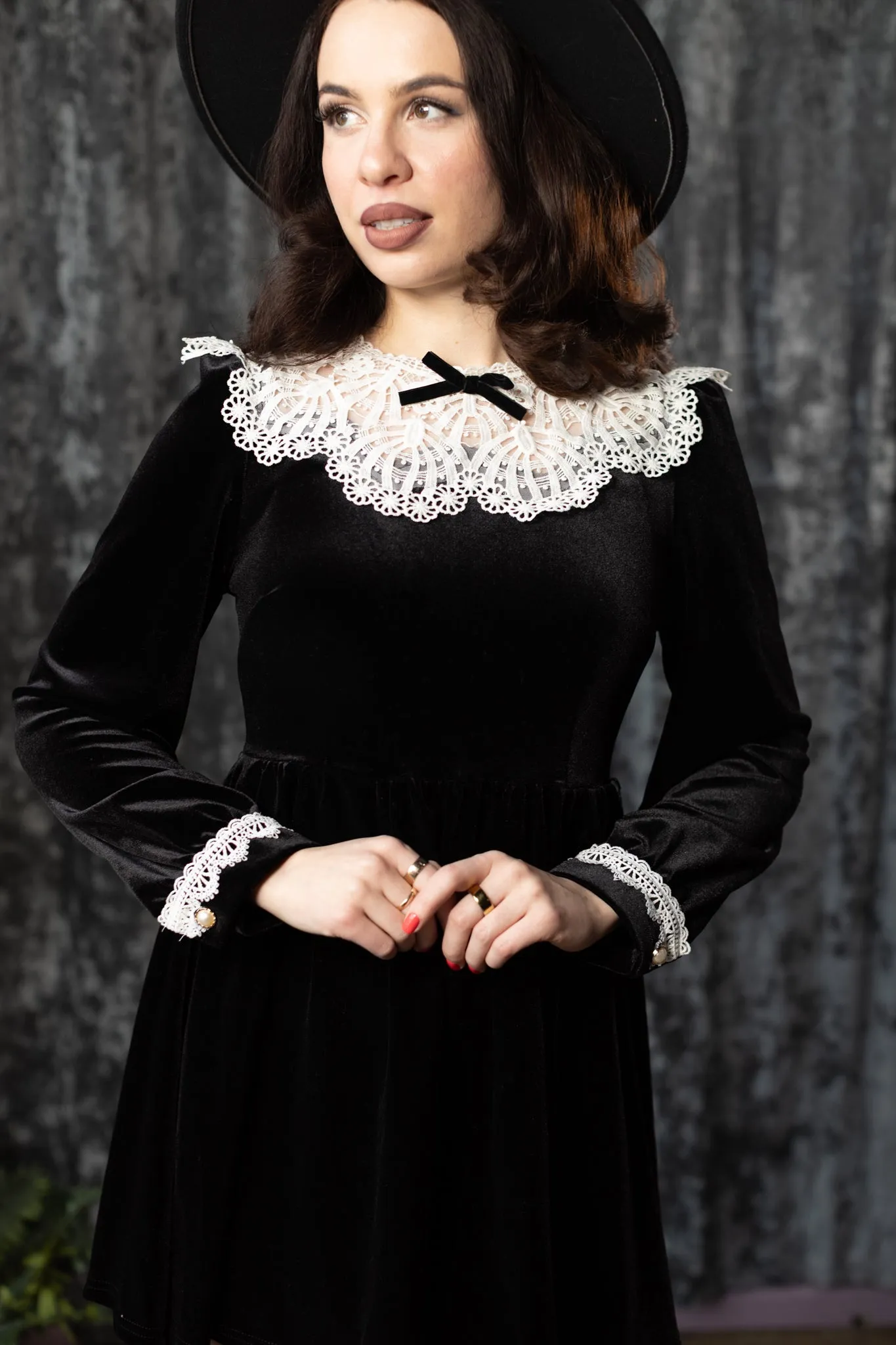 ELORA - Velvet Mini Dress with Collar sold by Modcloth product image thumbnail 4