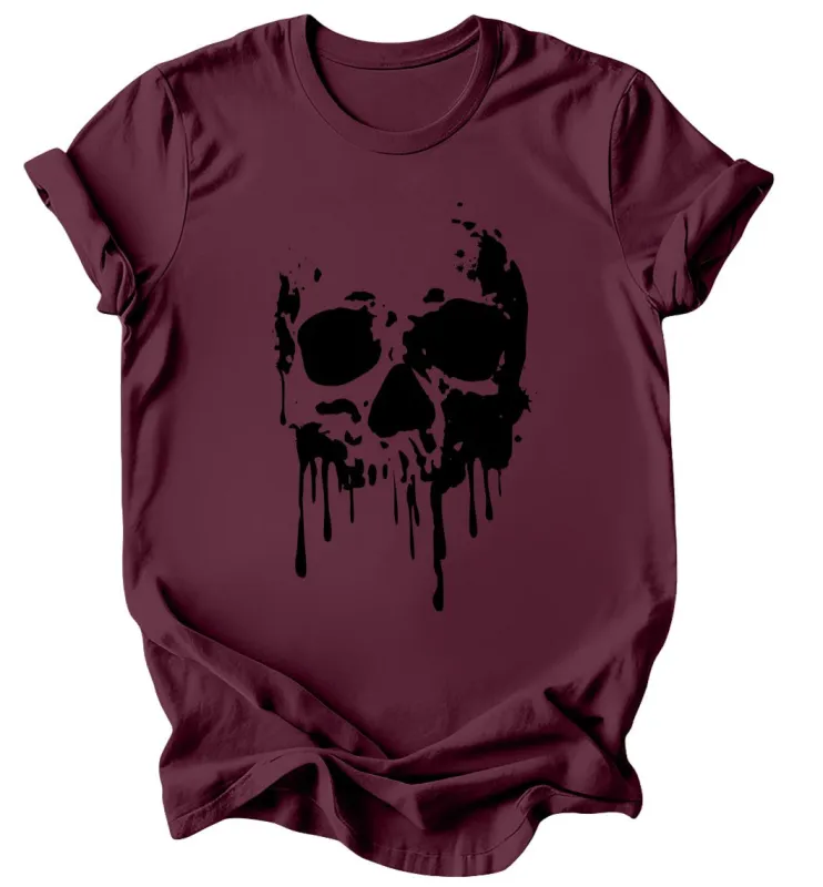 Dripping Skull T-Shirt: Burgundy or Emerald made by Modcloth