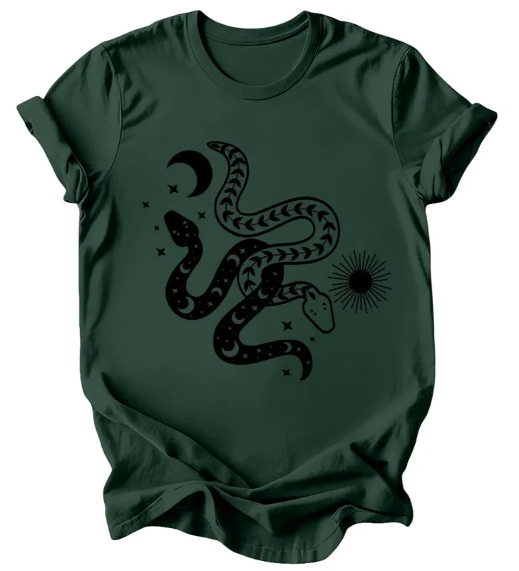 Celestial Snakes T-Shirt: Burgundy or Emerald made by Modcloth