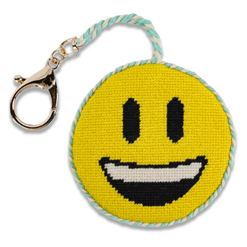 Needlepoint Bag Charm - Smiley Face Emoji made by Modcloth