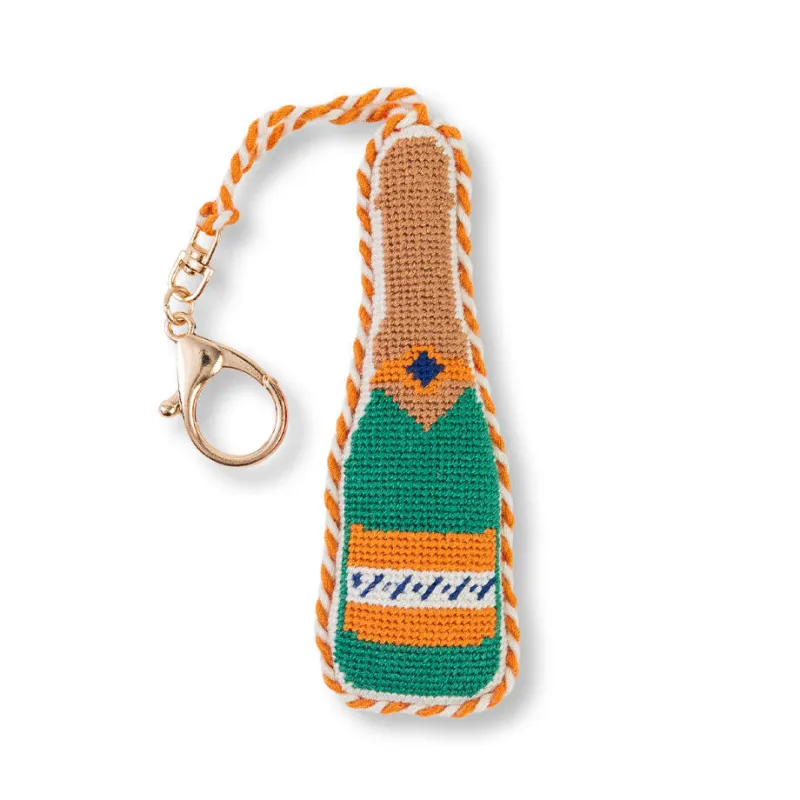 Needlepoint Bag Charm - Champagne Bottle made by Modcloth