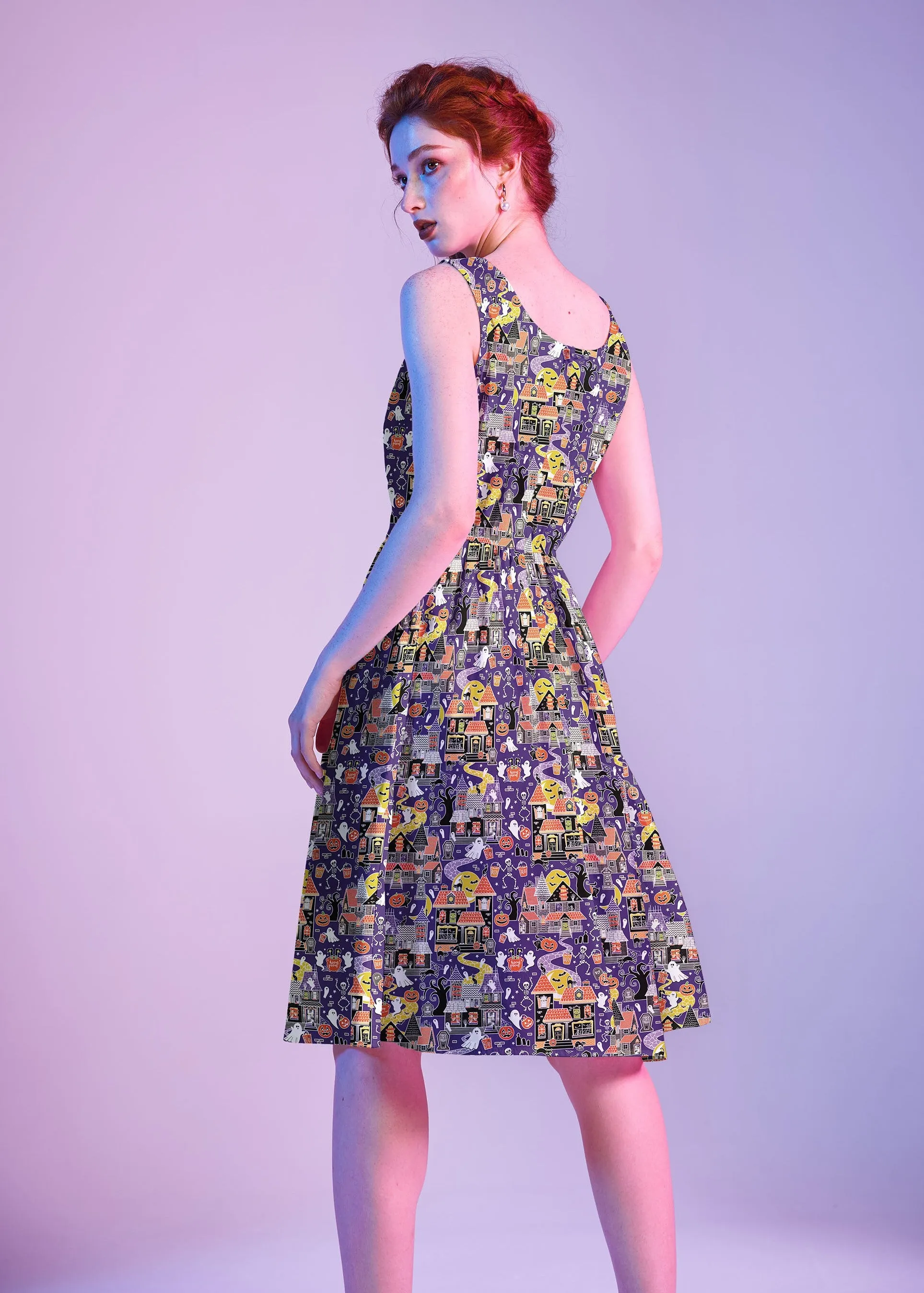 Retro Fit & Flare Dress Glow in the Dark Haunted House sold by Modcloth product image thumbnail 3