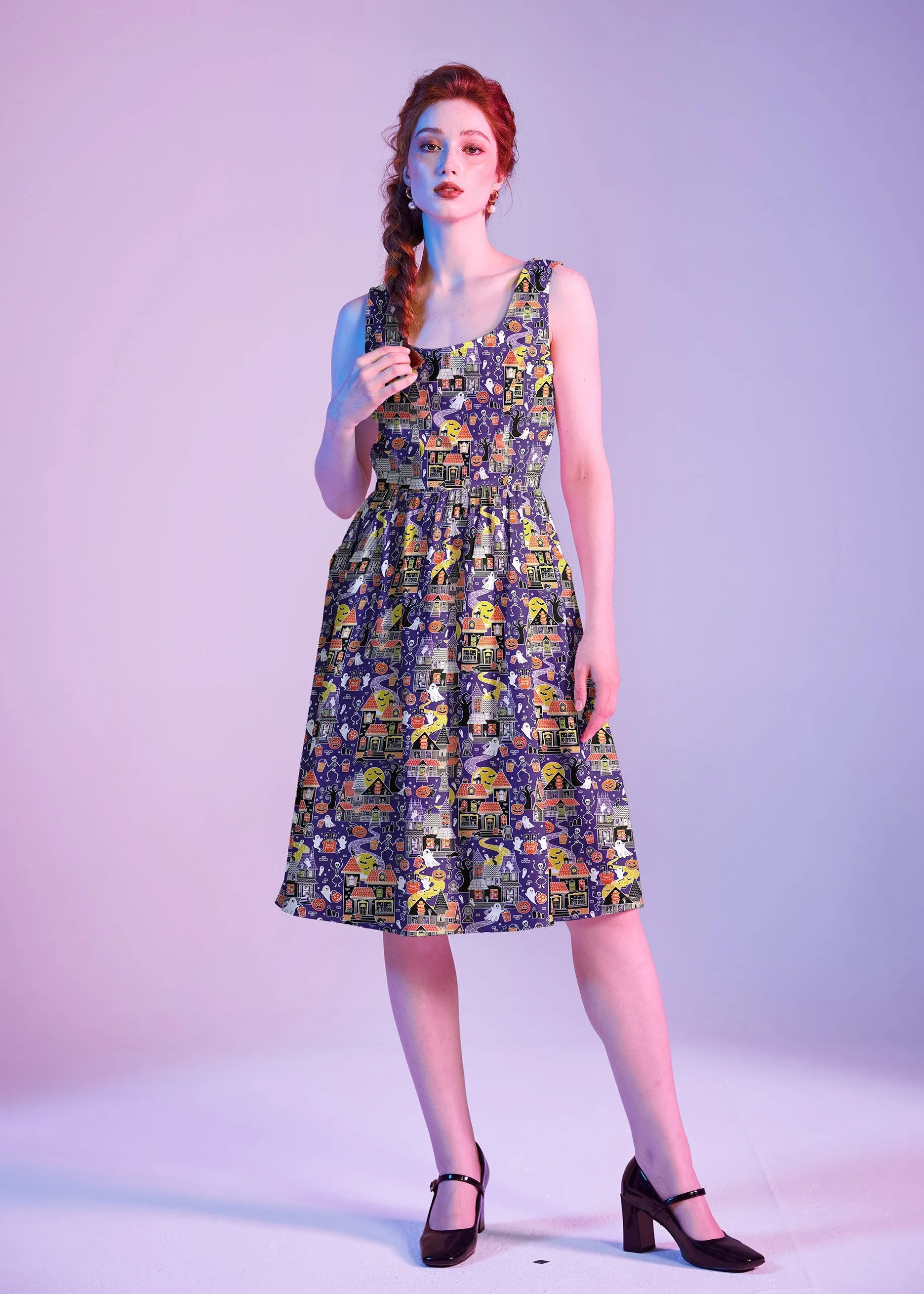 Retro Fit & Flare Dress Glow in the Dark Haunted House sold by Modcloth product image thumbnail 2