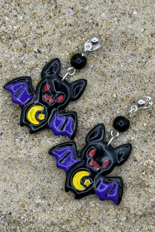 Salem - Little Bats Earrings: Handmade, Polymer Clay, Hand Painted made by Modcloth