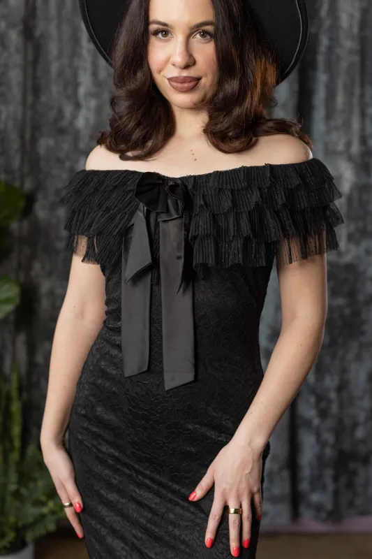 WILHELMINA - Off the Shoulder Lace Ruffle Dress made by Modcloth