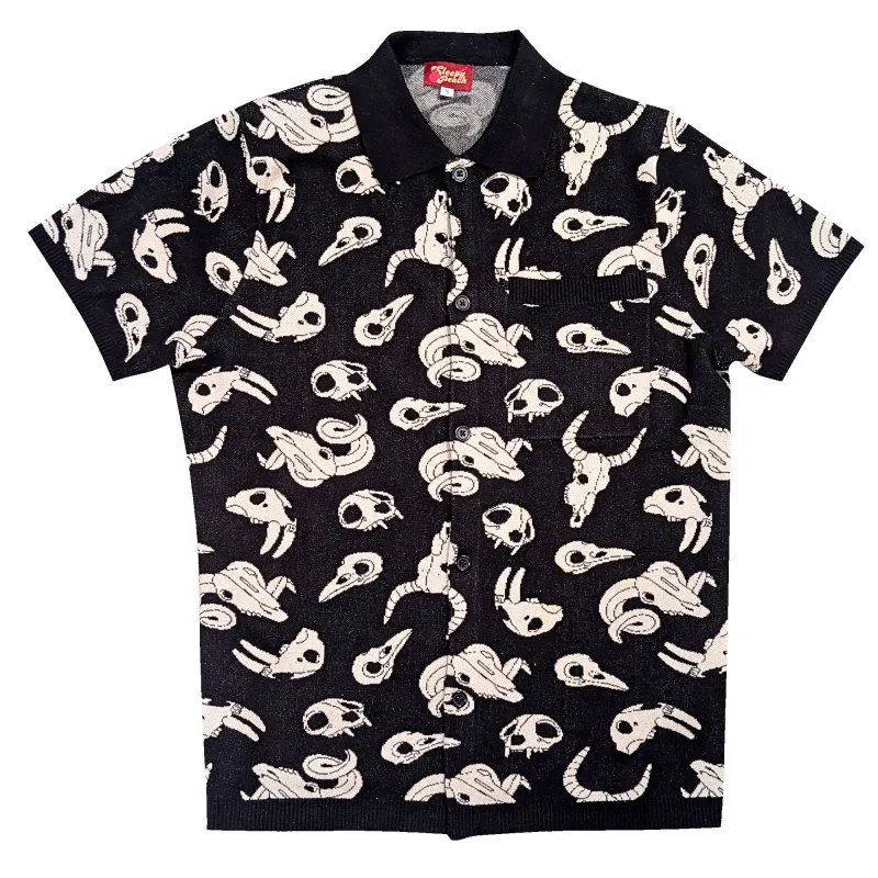 Unisex Animal Skulls Button Up Knit Shirt made by Modcloth