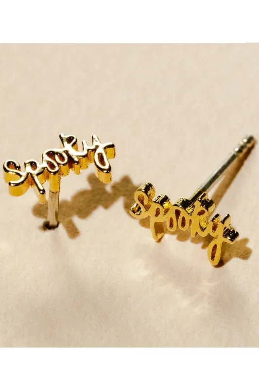 Spooky Script Stud Earrings made by Modcloth