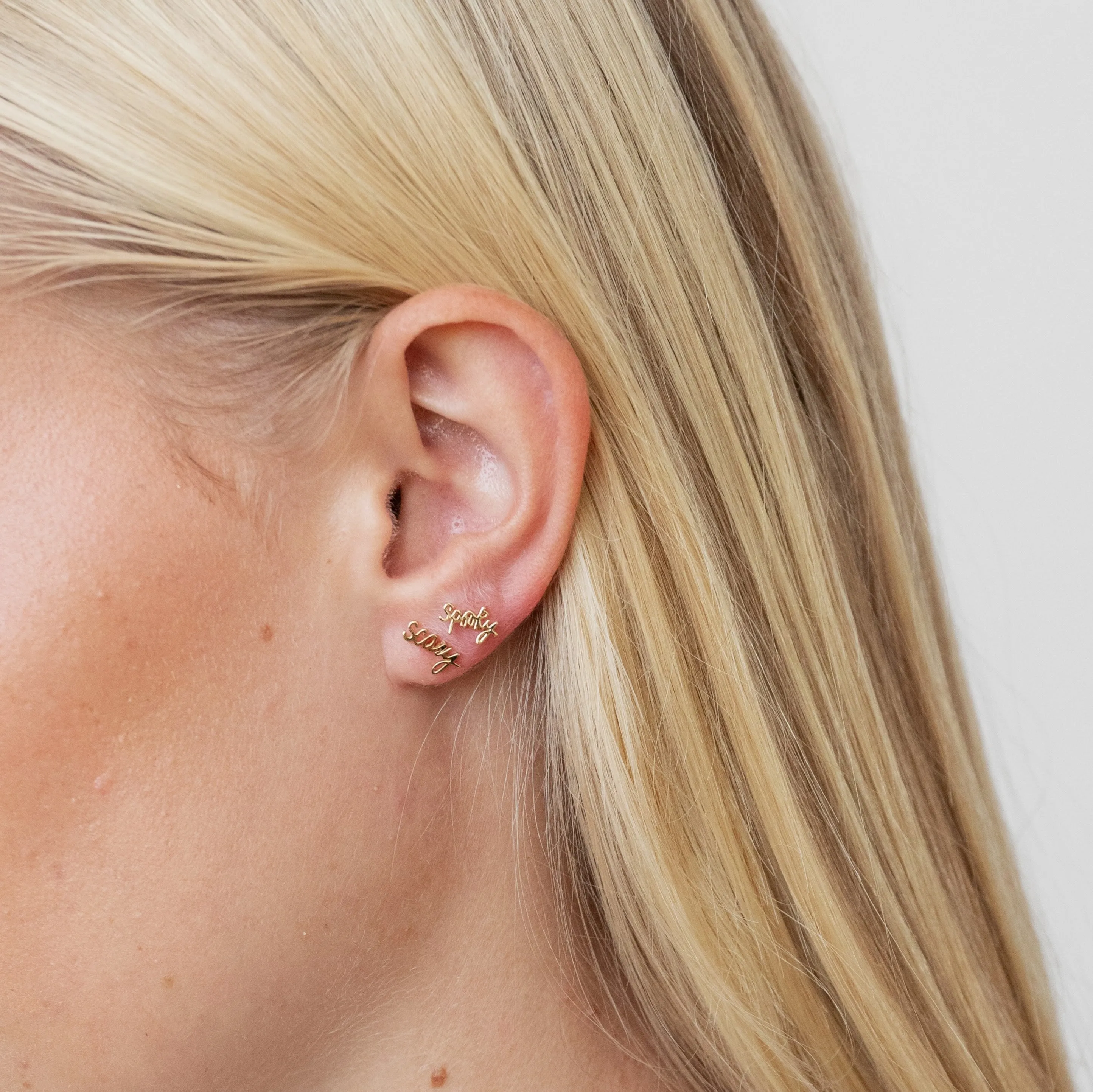 Spooky Scary Script Stud Earrings sold by Modcloth product image thumbnail 2