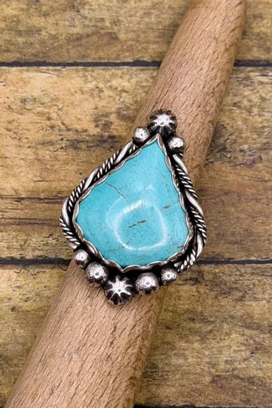 Breanna - Turquoise Arabesque Boho Statement Ring made by Modcloth