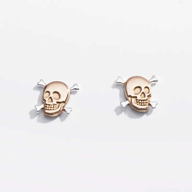 Skull & Crossbones Stud Earrings made by Modcloth