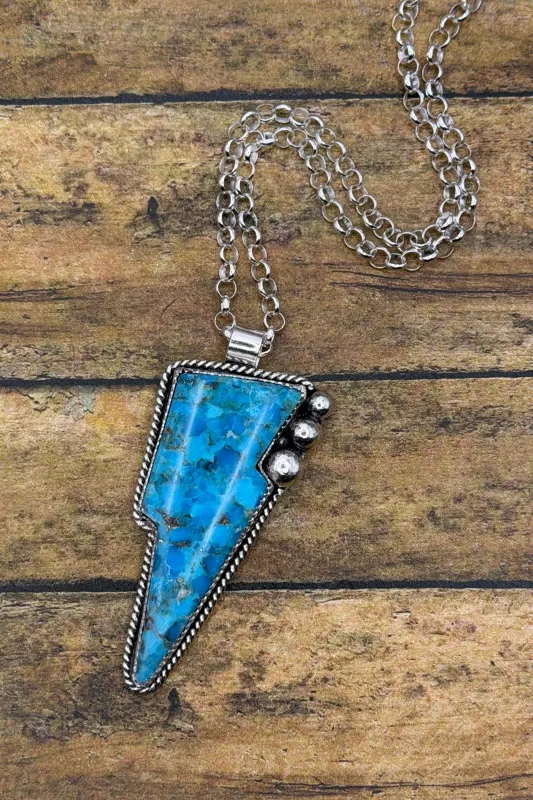 Brooke - Turquoise Lightning Bolt Pendant Necklace made by Modcloth