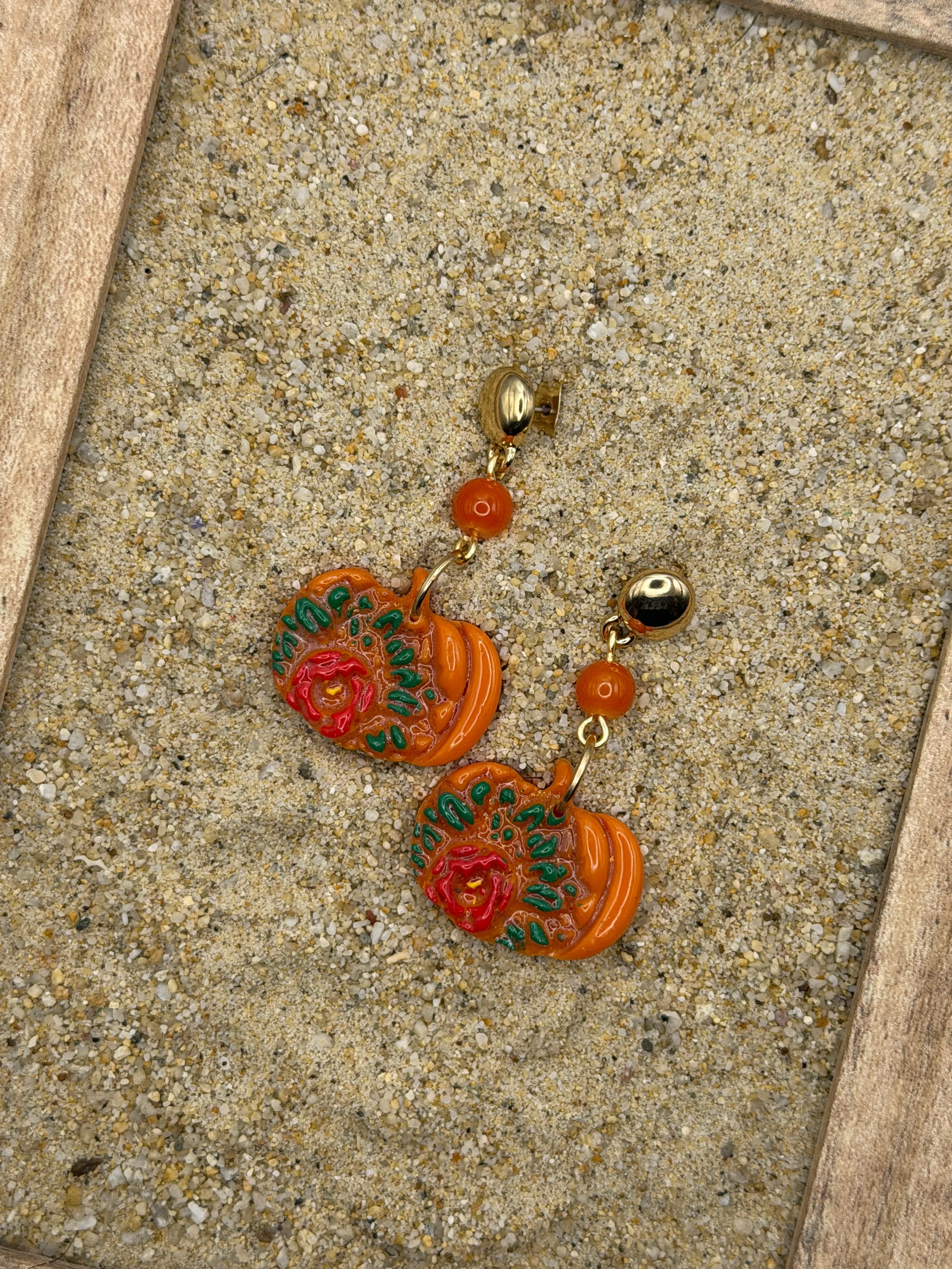 Fall - Pumpkin Dangle Earrings: Handmade, Hand Painted, Polymer Clay sold by Modcloth product image thumbnail 3