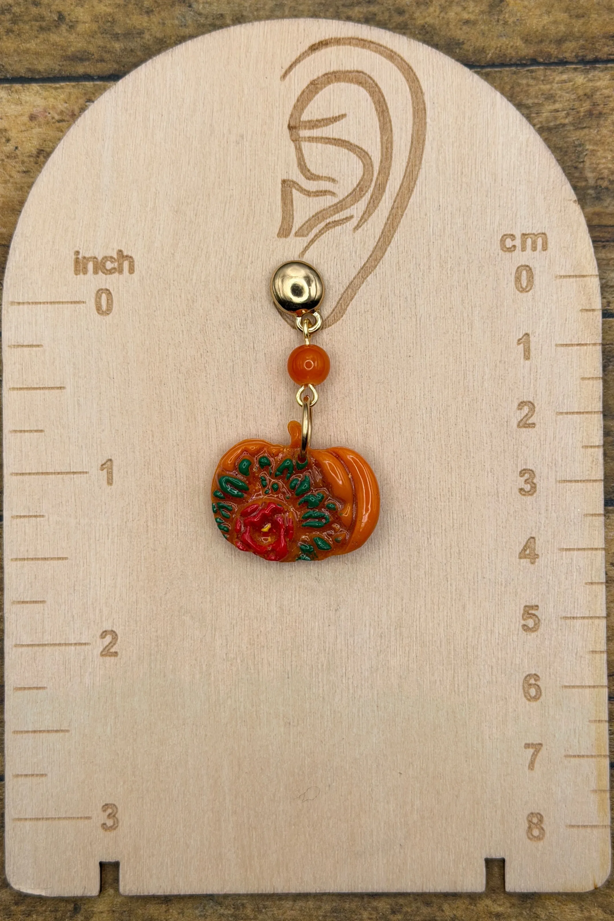 Fall - Pumpkin Dangle Earrings: Handmade, Hand Painted, Polymer Clay sold by Modcloth product image thumbnail 2