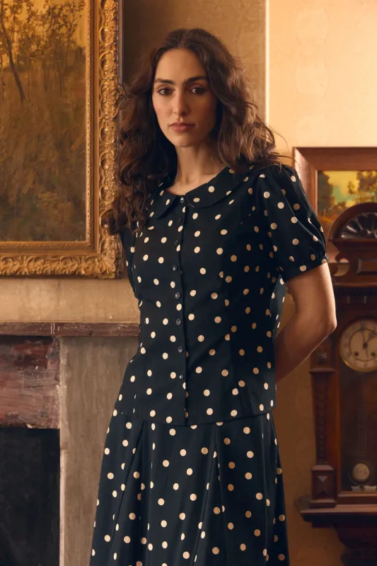 Kelly Polka Dot Blouse made by Modcloth