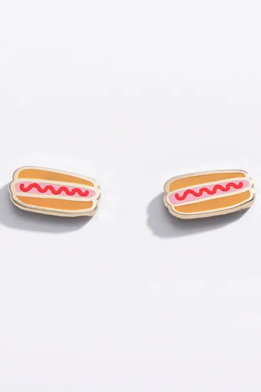 Hot Dog Stud Earrings made by Modcloth