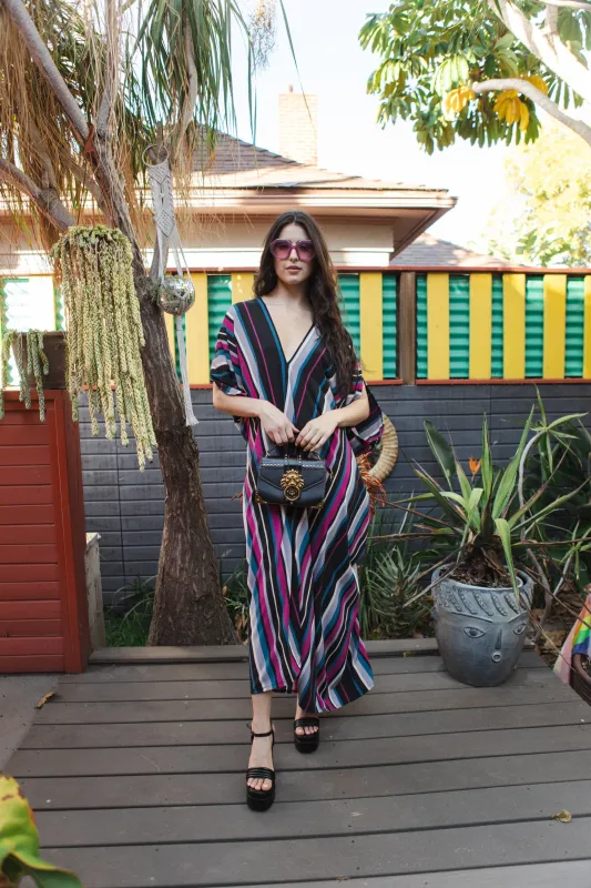 Raspberry Stripe Caftan Kaftan Dress made by Modcloth