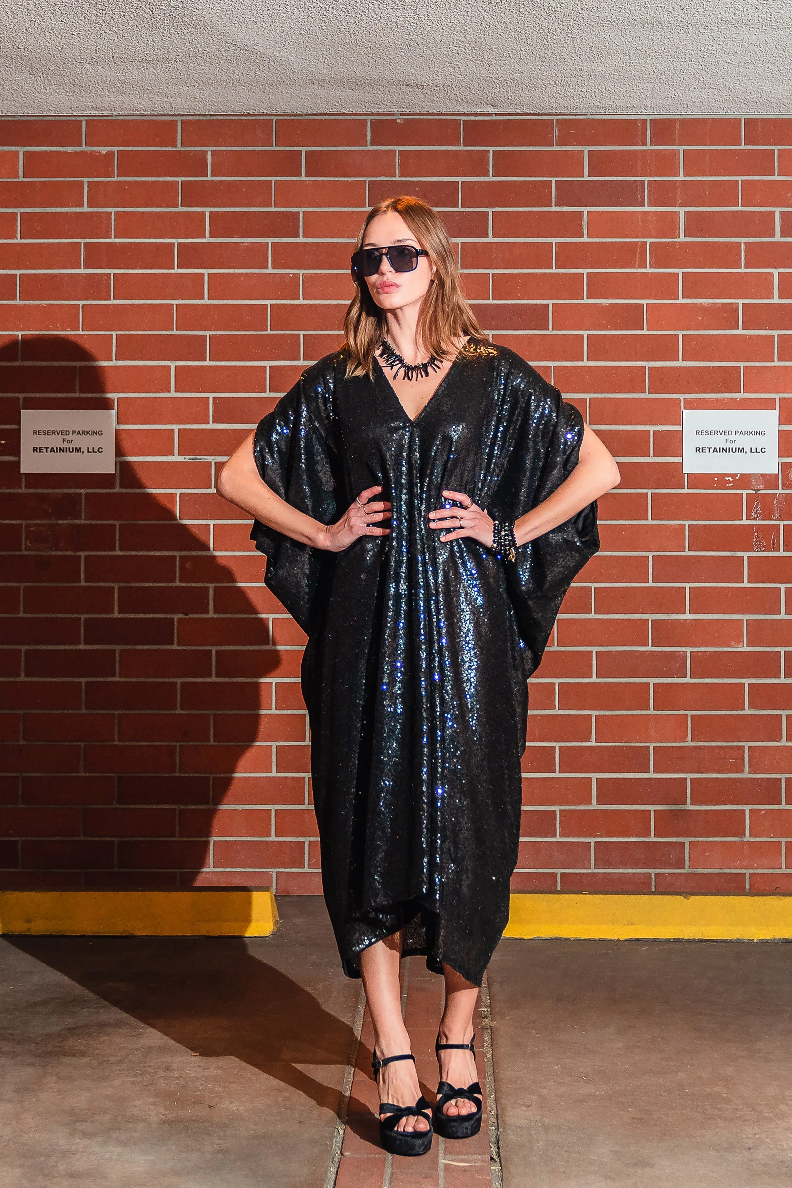 Black Sequin Caftan Kaftan Dress sold by Modcloth