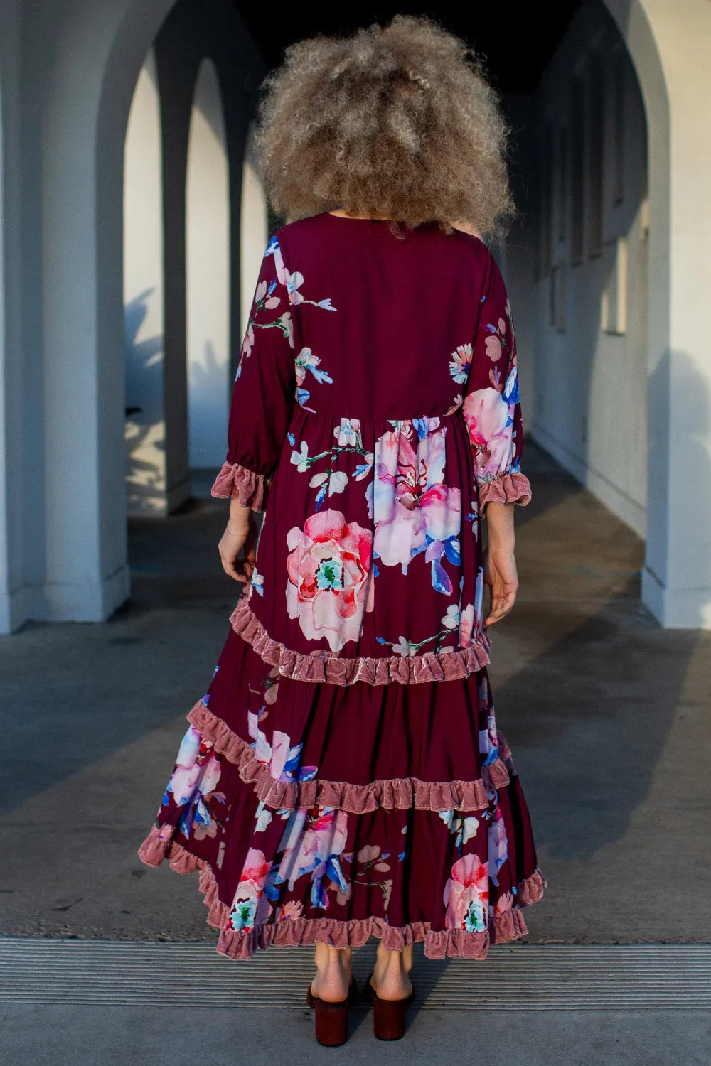 Ophelia Velvet Ruffle Maxi Dress in Plum Rose sold by Modcloth product image thumbnail 3