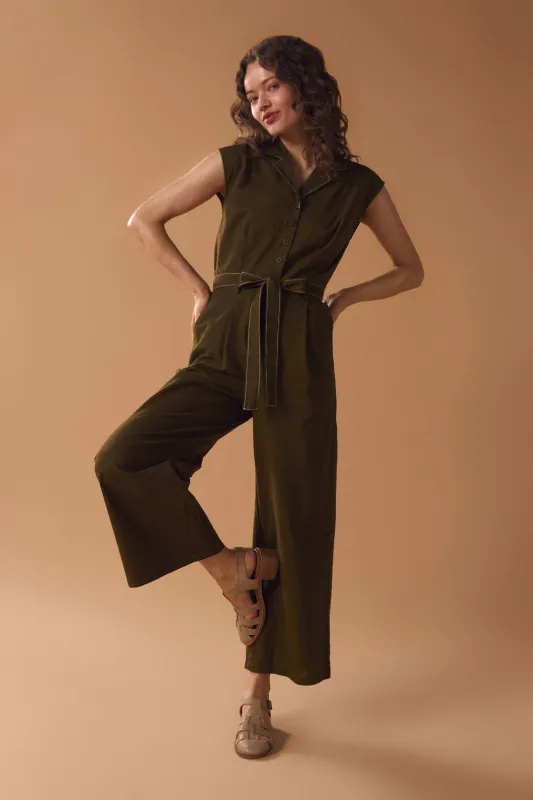 Emma Contrast Stitch Jumpsuit made by Modcloth