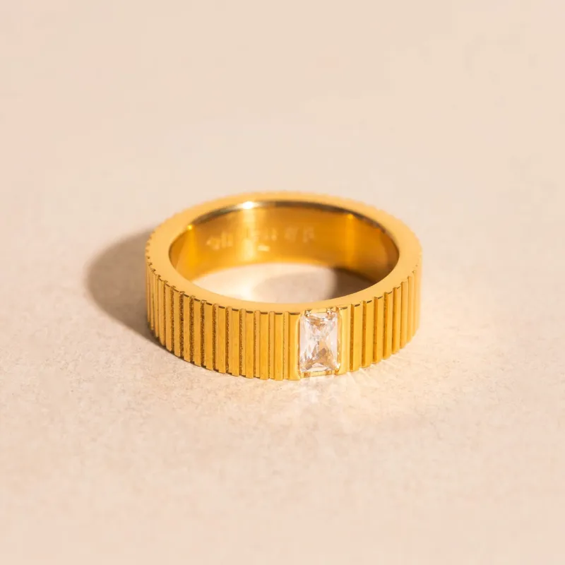 Crystal Baguette Textured  Ring made by Modcloth