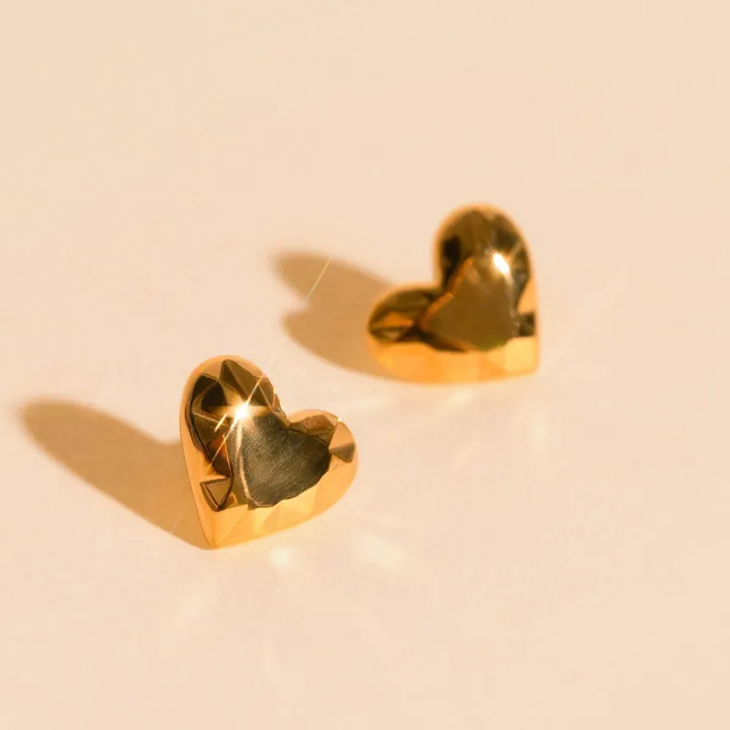 Geometric Heart Stud Earrings made by Modcloth