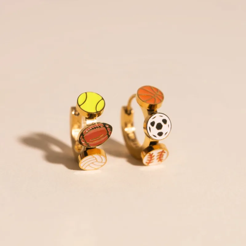 Sports 3D Huggie Hoop Earrings made by Modcloth