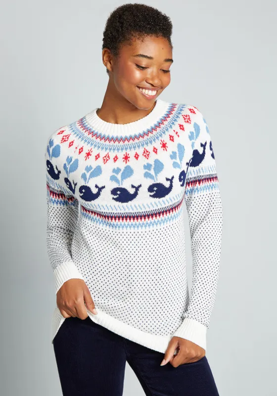 Sailing With Whales Fair Isle Sweater sold by Modcloth