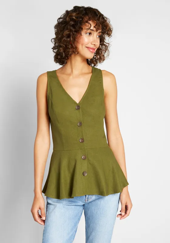 Light and Lovely Buttoned Tank Top sold by Modcloth