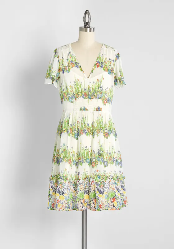 Whimsy in the Garden Fit and Flare Dress sold by Modcloth