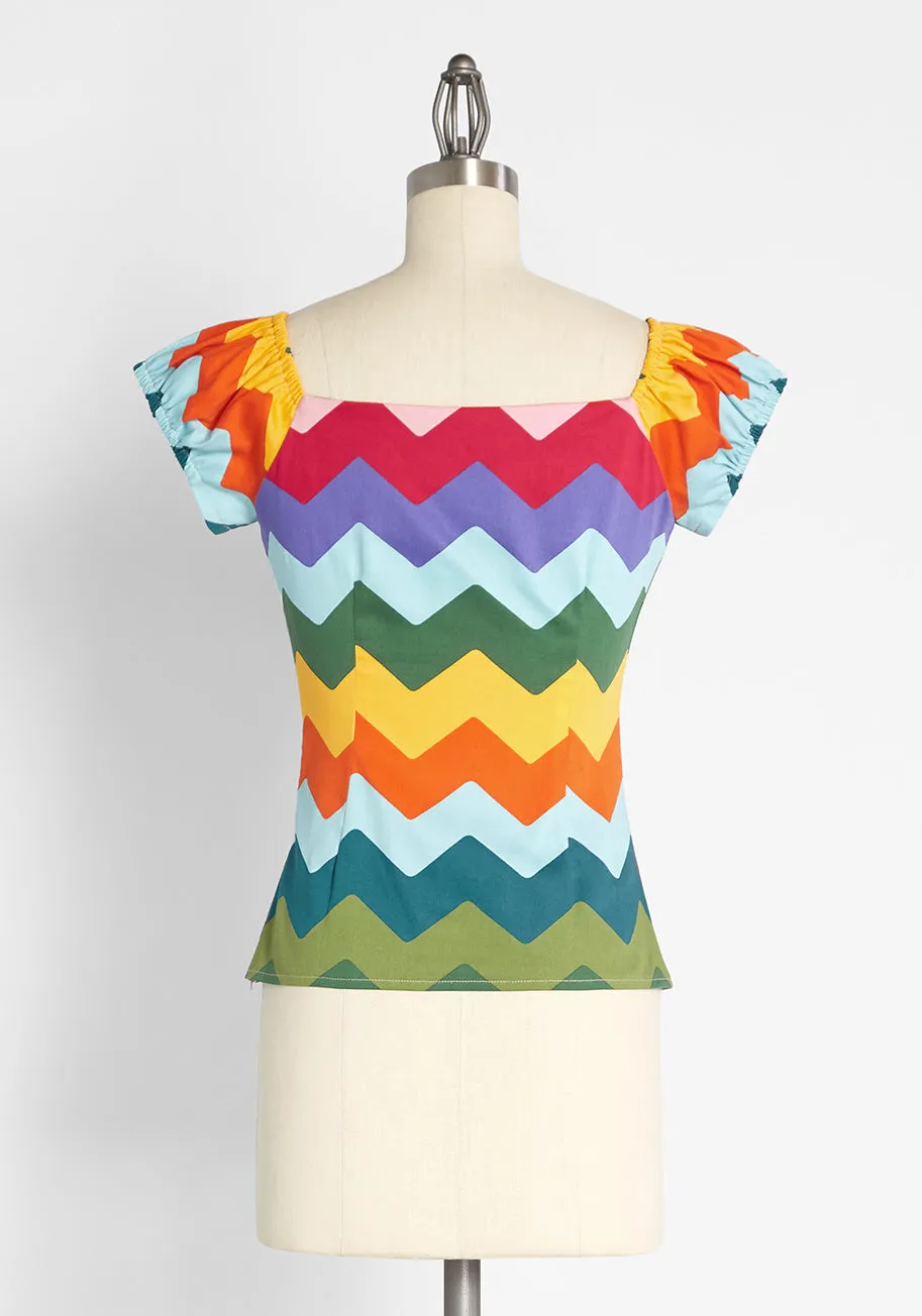 Zagged a Little Rainbow Cap Sleeve Top sold by Modcloth product image thumbnail 2