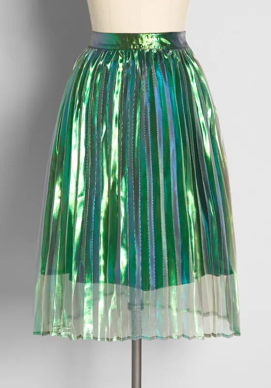 Too Holographic For Traffic Midi Skirt sold by Modcloth