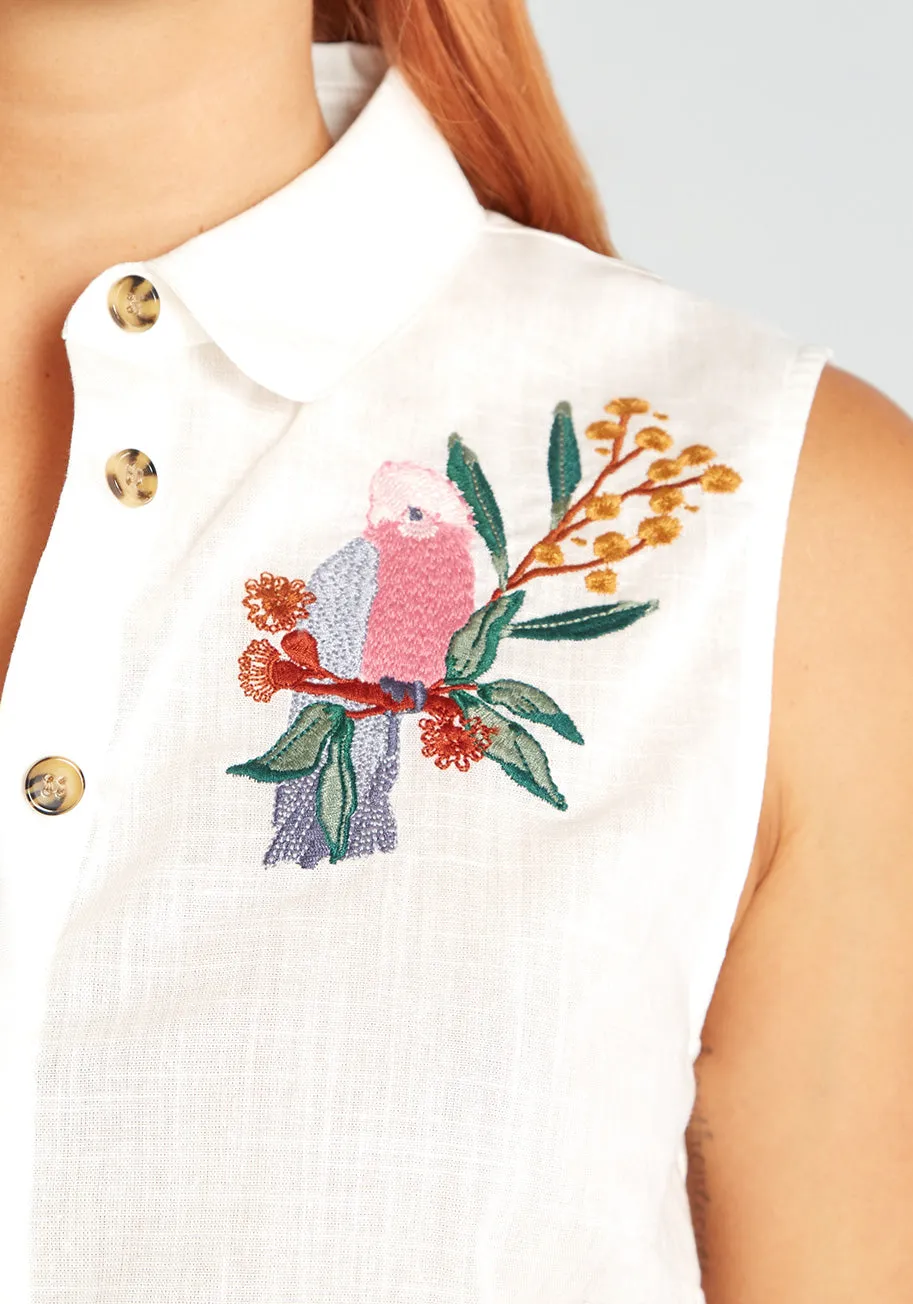 Exotic Palette Embroidered Sleeveless Blouse sold by Modcloth product image thumbnail 4