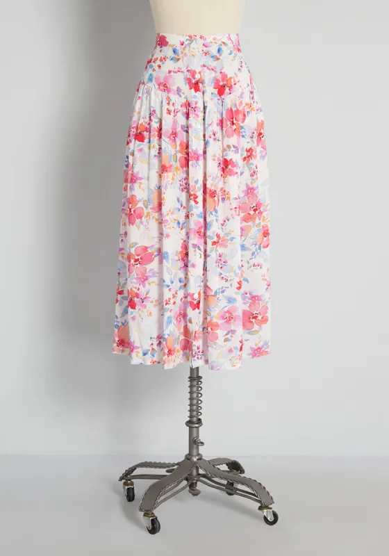 Blooming Watercolors Midi Skirt made by Modcloth