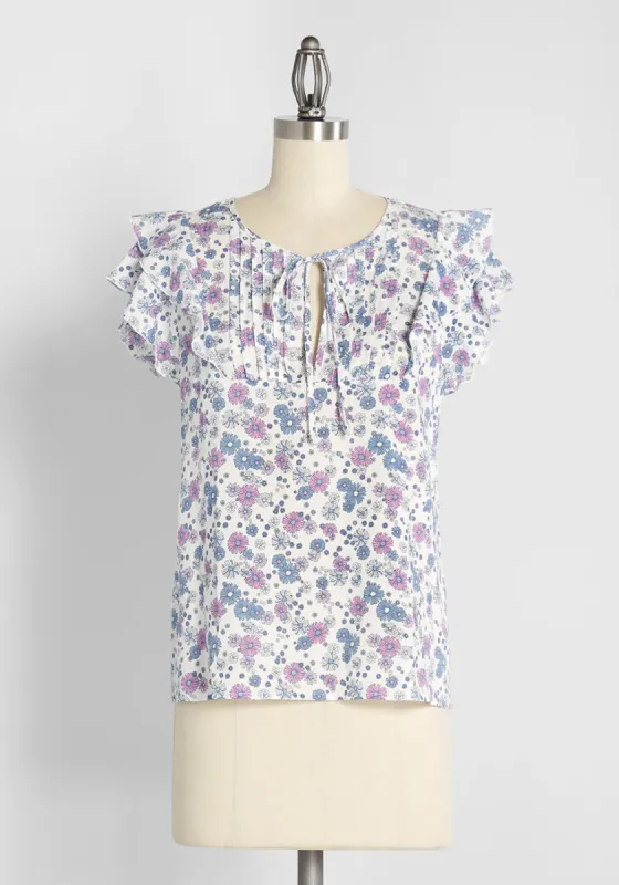 Fluttering Daisies Tie-Neck Blouse sold by Modcloth