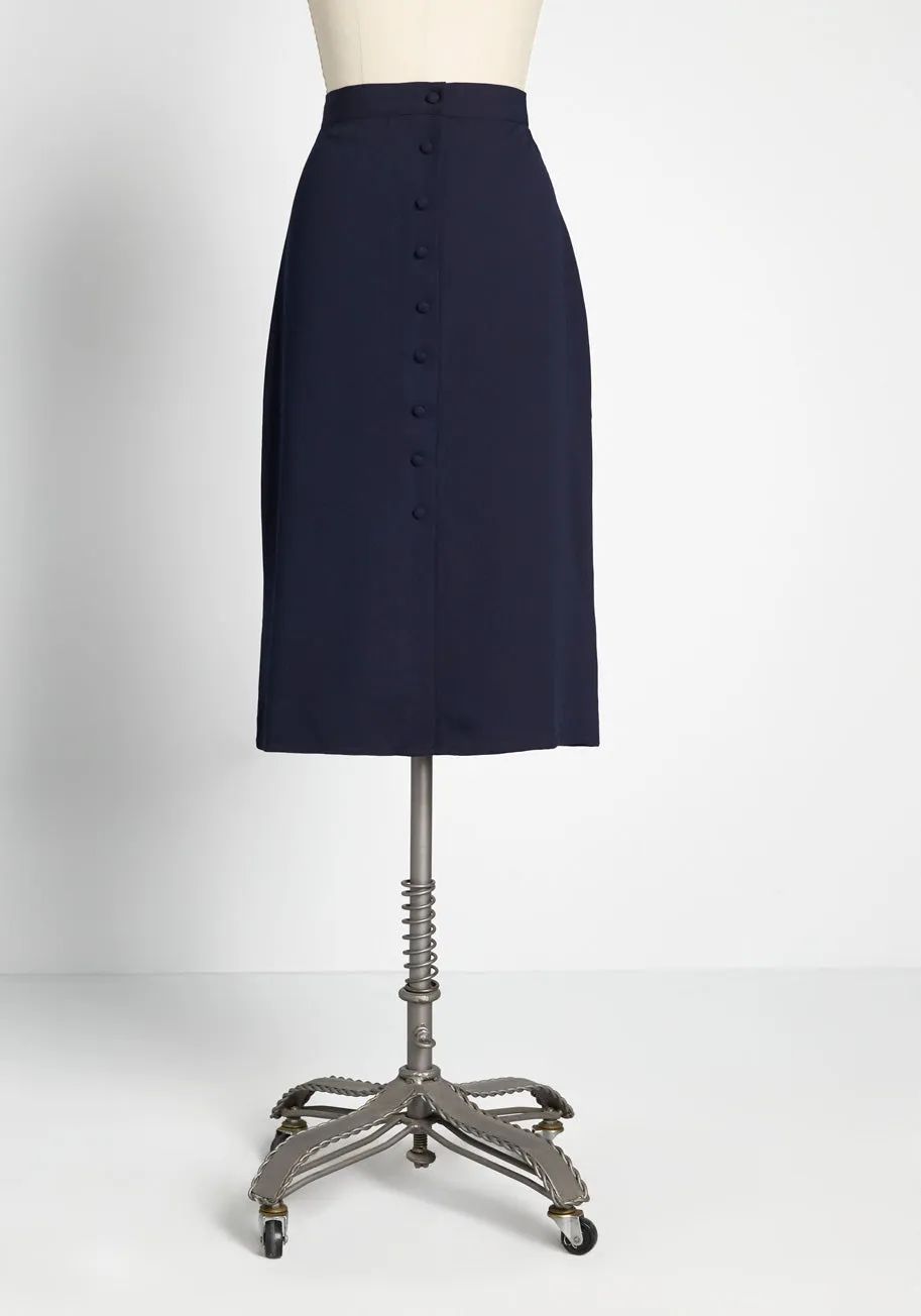 Buttoned Up in Style Midi Skirt sold by Modcloth