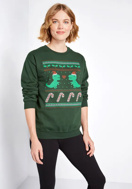 Santa Saurus Holiday Sweatshirt sold by Modcloth